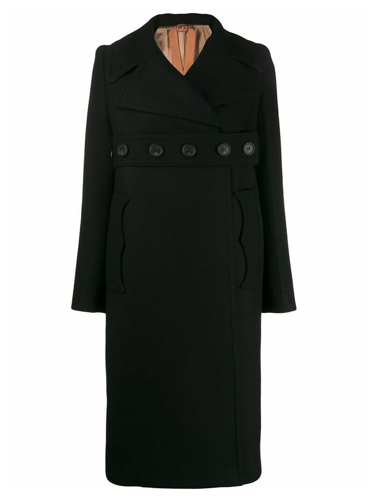 Nº21 oversized wrap button coat - Black