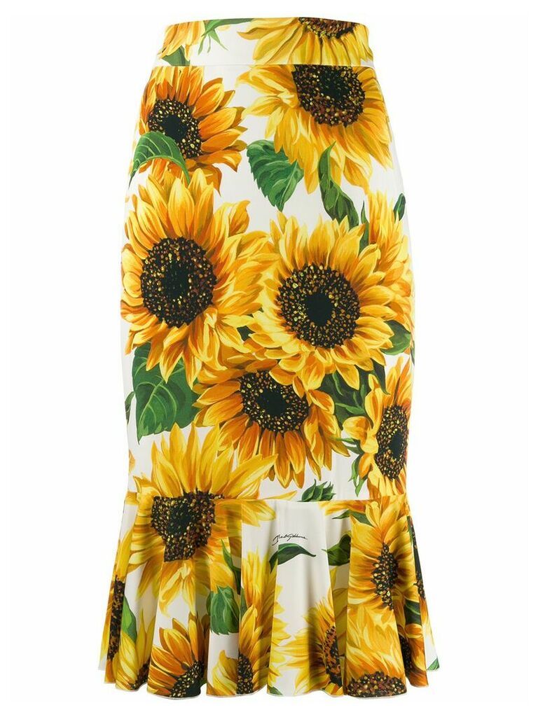 Dolce & Gabbana sunflower print skirt - Yellow