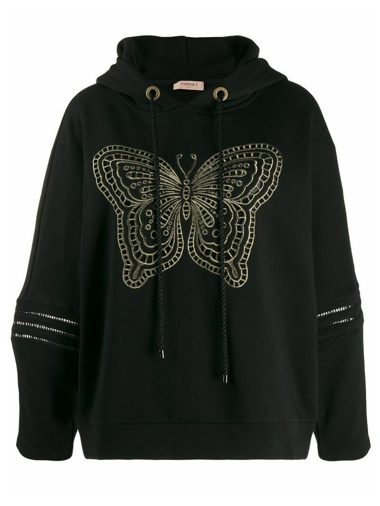 Twin-Set butterfly hoodie - Black