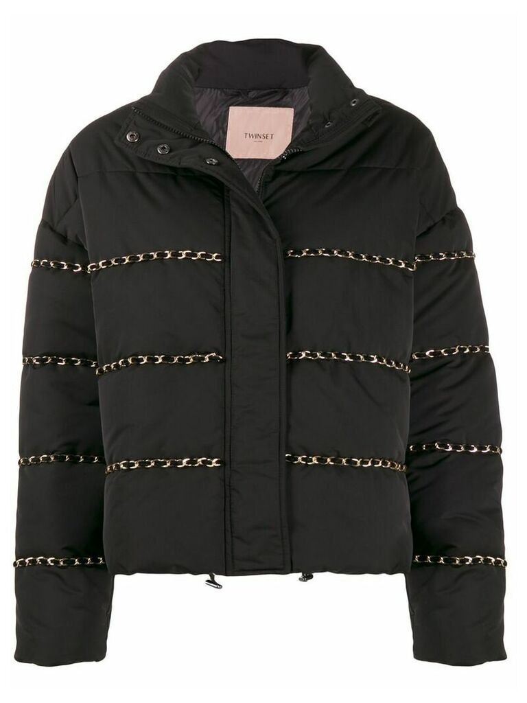 Twin-Set braid detail puffer jacket - Black