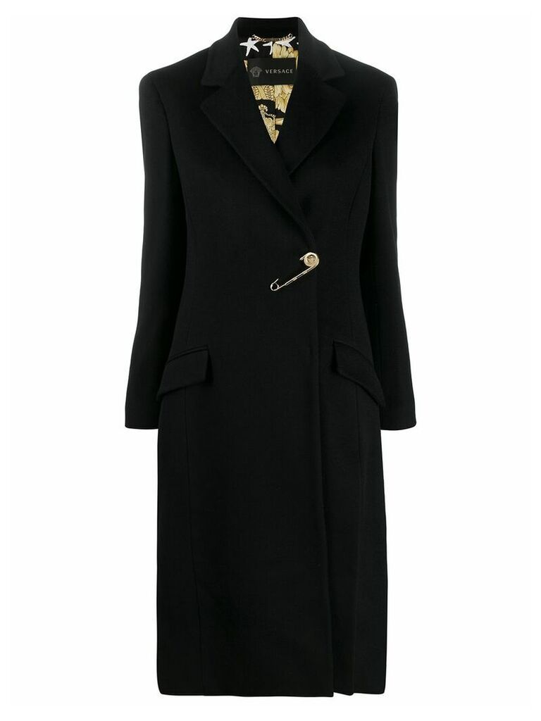 Versace safety pin long coat - Black