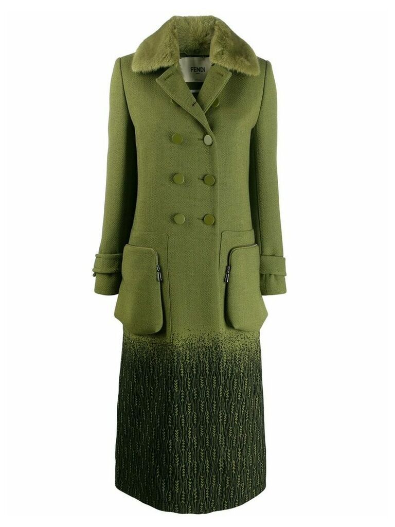 Fendi straight-cut double buttoned coat - Green