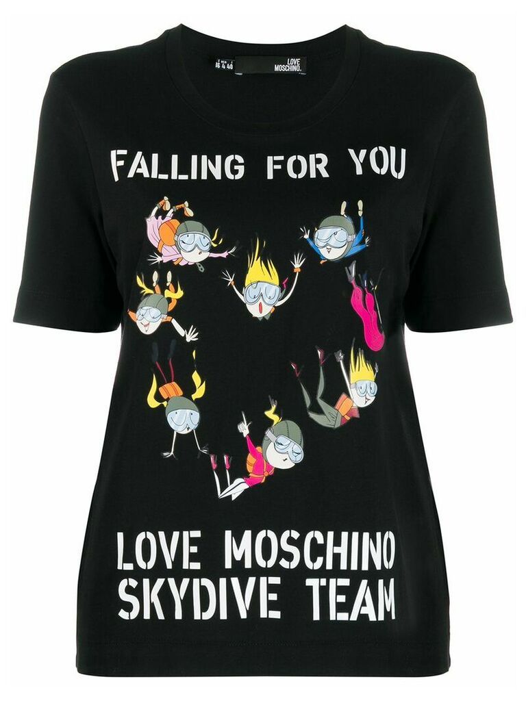 Love Moschino skydive printed t-shirt - Black