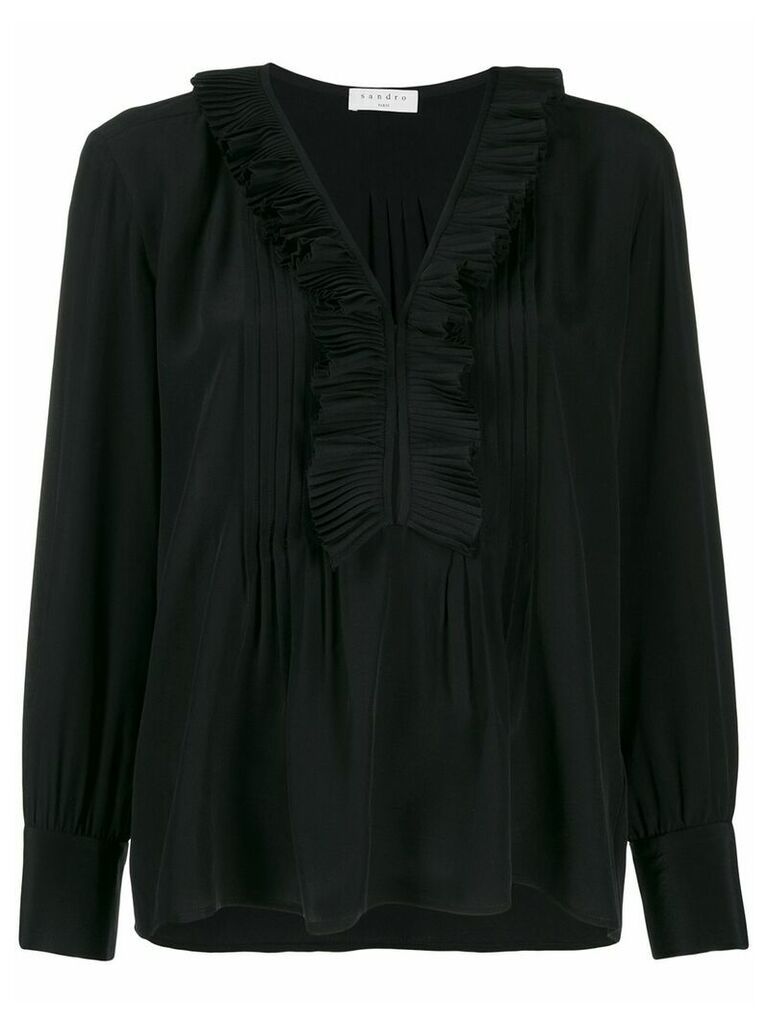 Sandro Paris long-sleeved ruffle blouse - Black