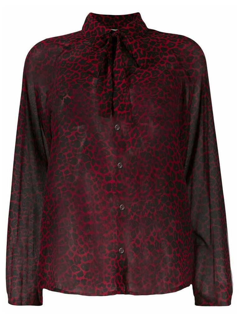 LIU JO leopard print bow tie shirt - Red