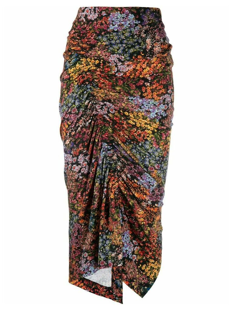 Preen By Thornton Bregazzi Aaliyah floral draped skirt - Black