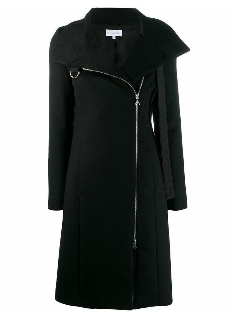 Patrizia Pepe off-centre zipped coat - Black