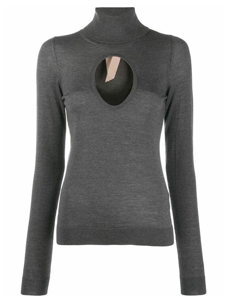 Nº21 cut-out turtleneck sweater - Grey