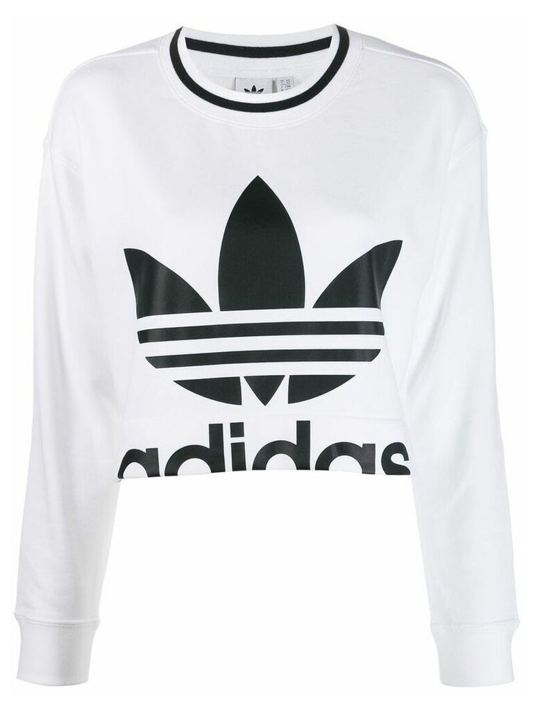 adidas logo print cropped sweater - White