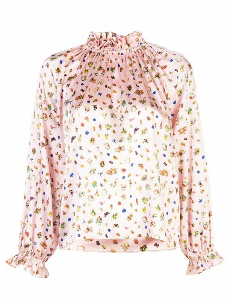 Cynthia Rowley penny ruffle sleeve blouse - PINK