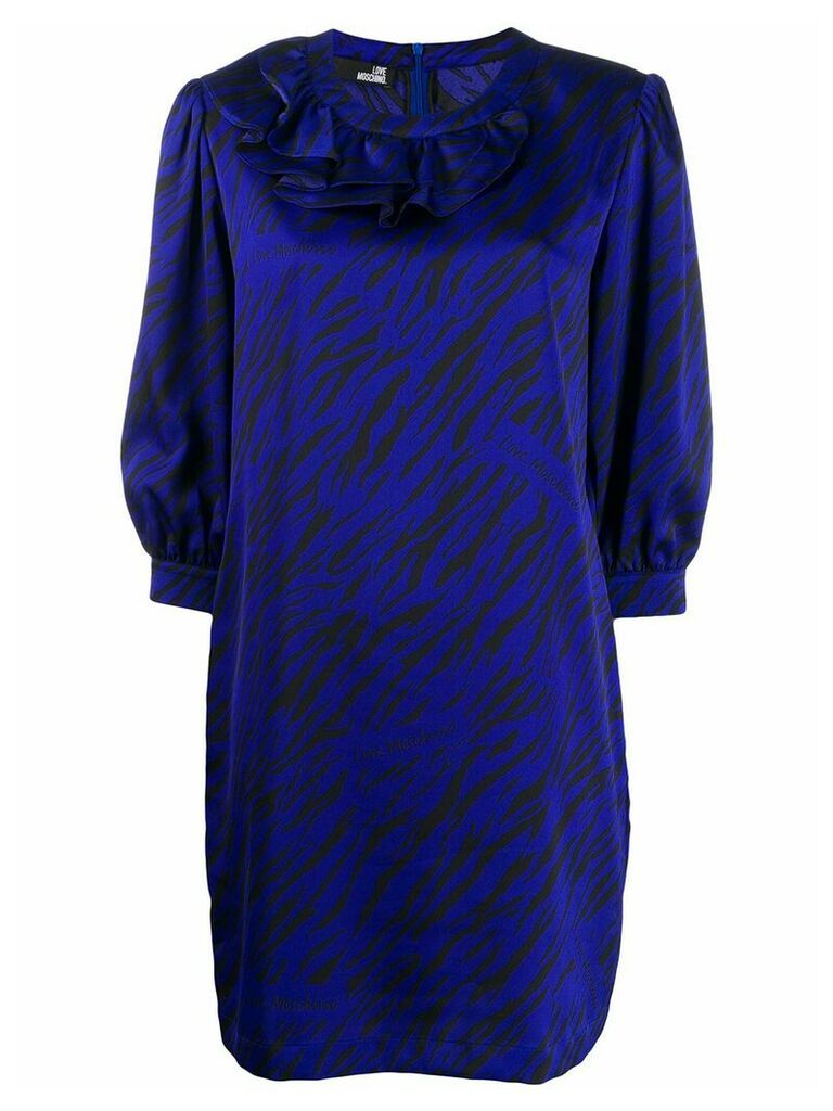 Love Moschino zebra print satin dress - Blue