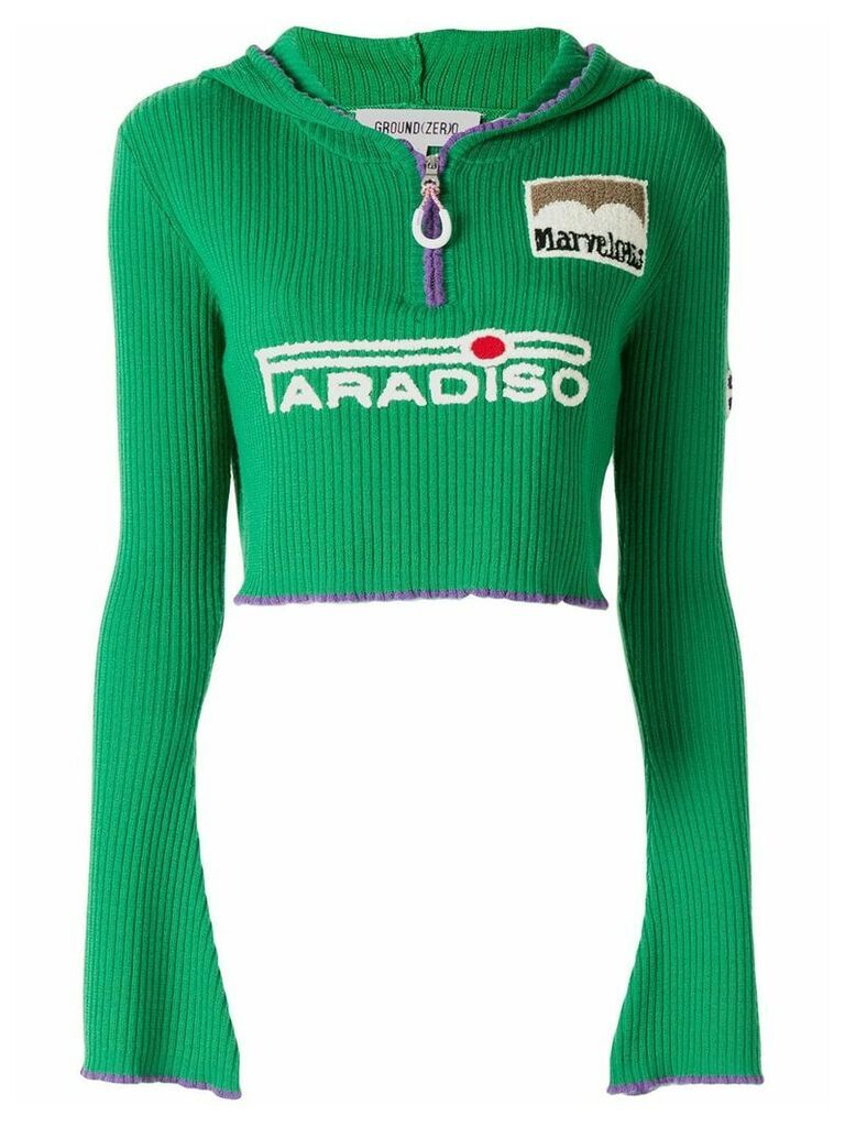 Ground Zero hooded cropped jumper - Green