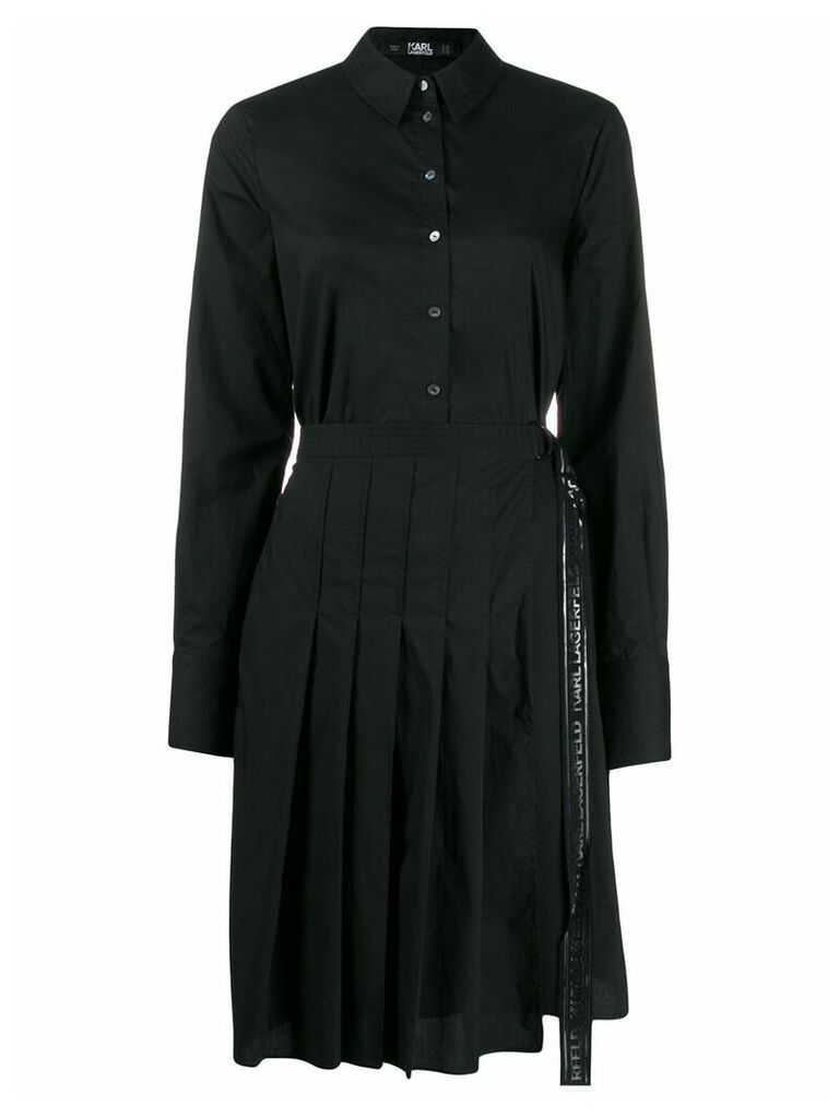 Karl Lagerfeld poplin pleated shirt dress - Black