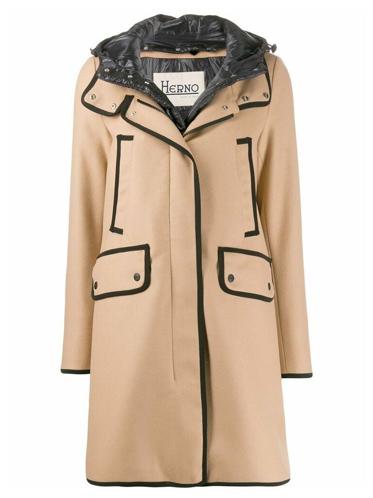 Herno hooded mid-length coat - NEUTRALS