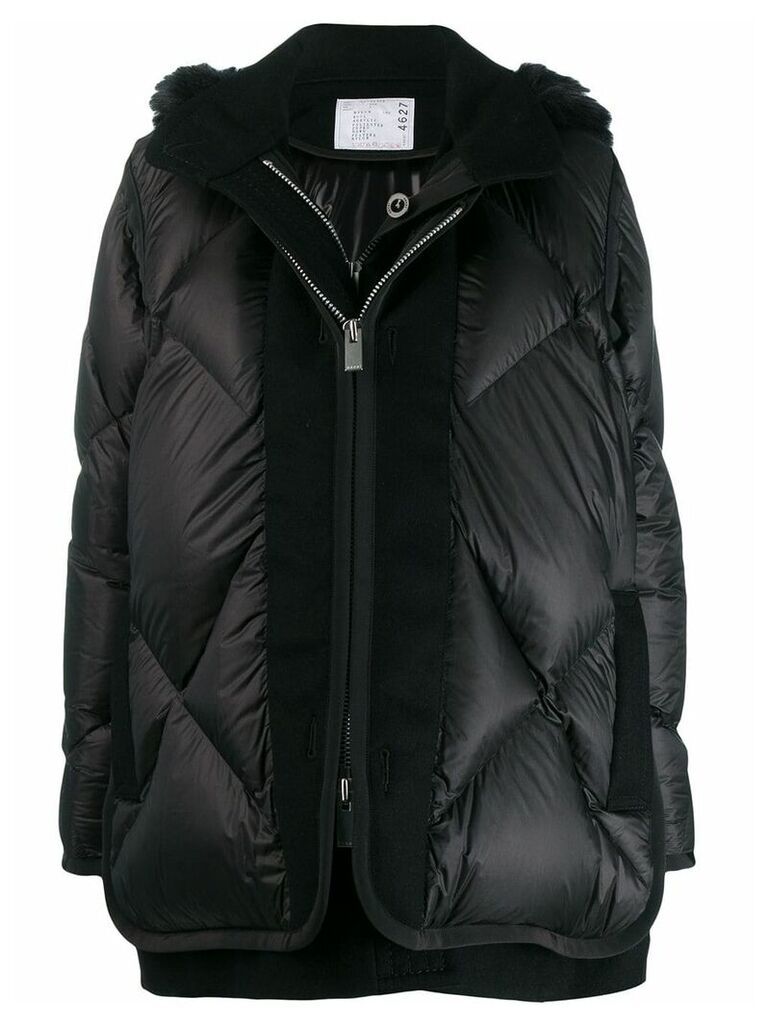 Sacai layered padded coat - Black