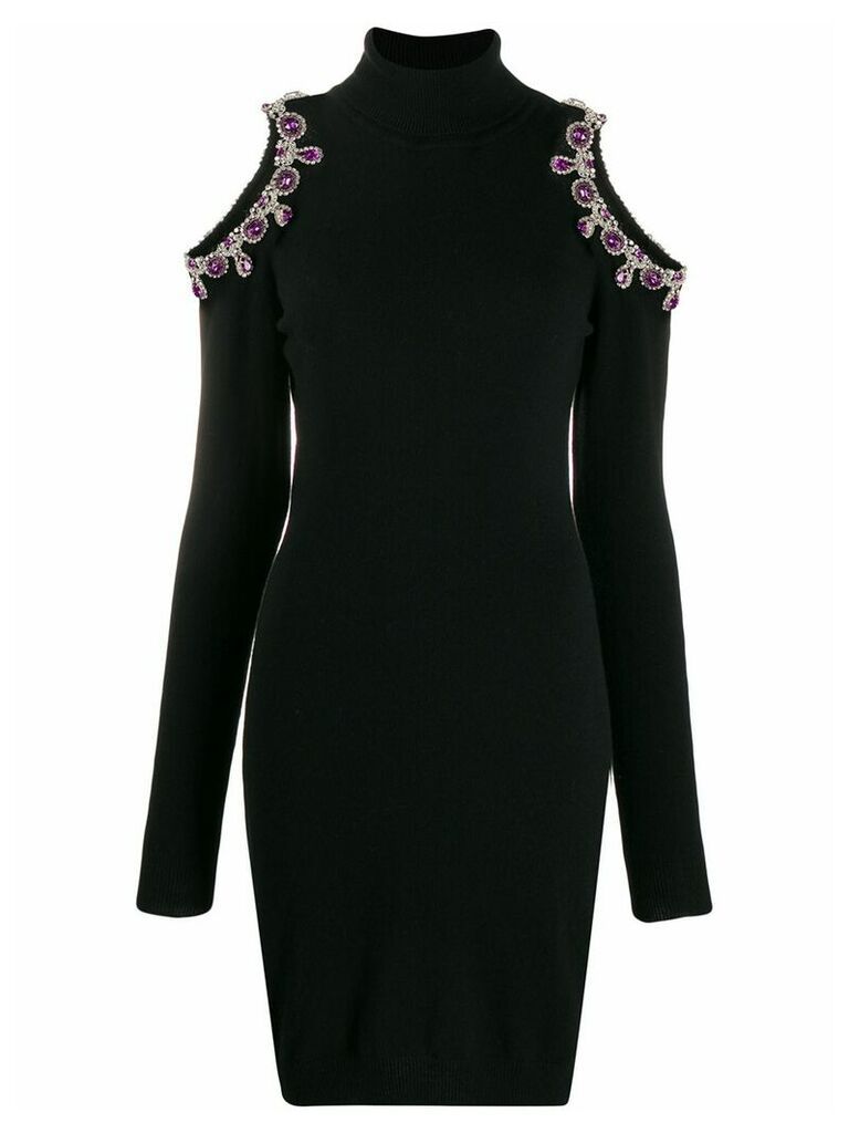 Moschino crystal-embellished cutout jumper dress - Black