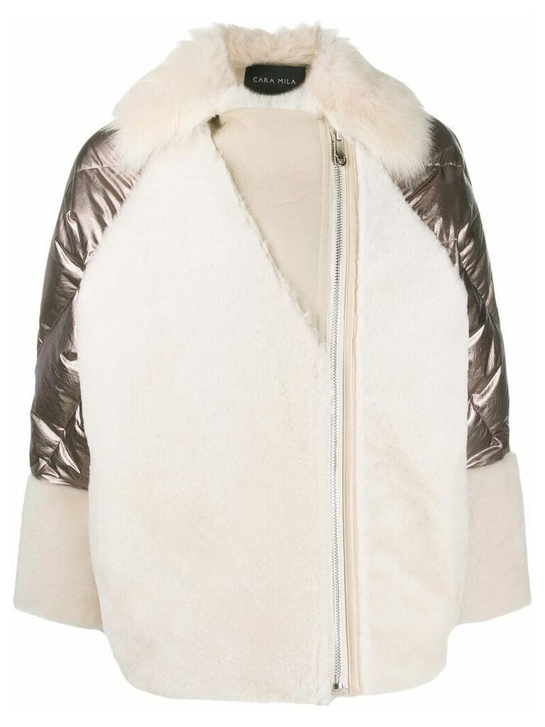 Cara Mila contrast zipped coat - NEUTRALS