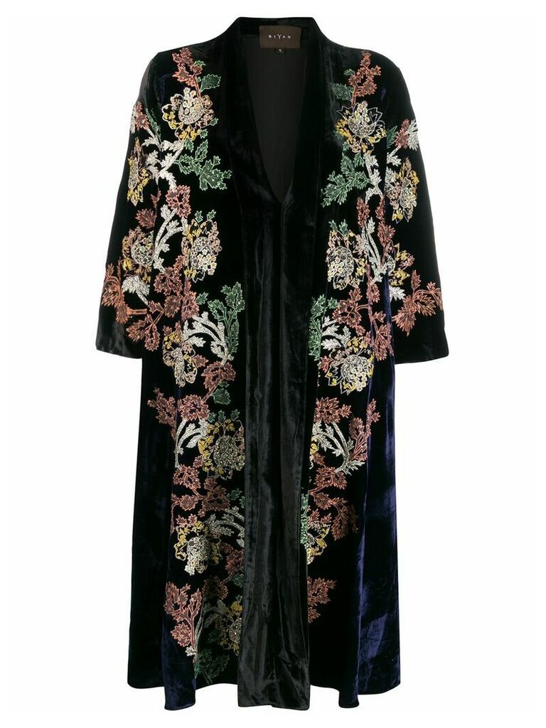 Biyan embroidered kimono coat - Black