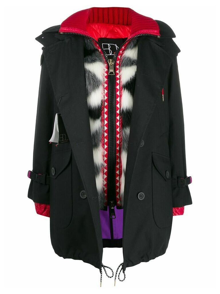 Bazar Deluxe contrast hooded coat - Black