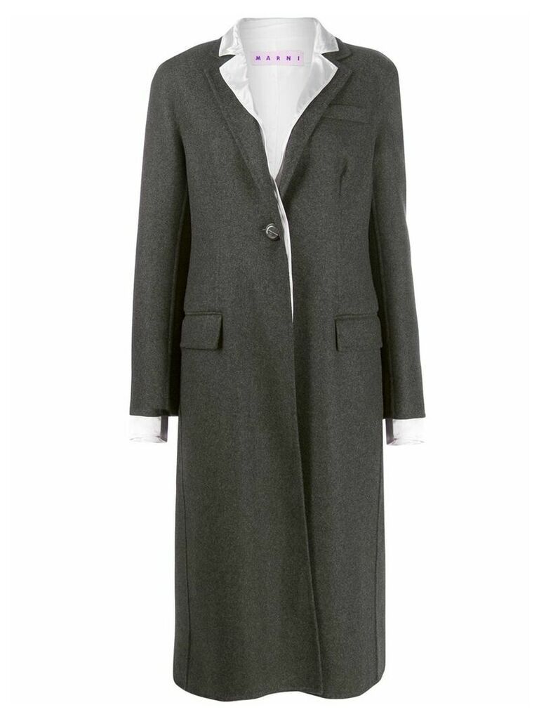 Marni contrast lapel coat - Grey