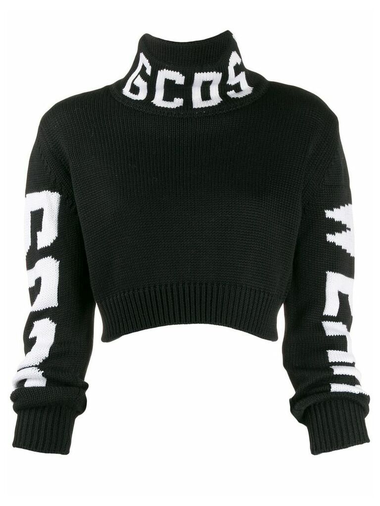 Gcds logo roll-neck sweater - Black