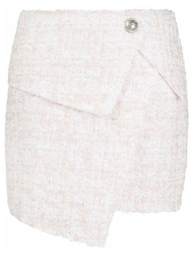 Balmain asymmetric bouclé skirt - PINK