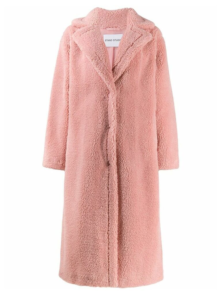 STAND STUDIO oversized faux-shearling coat - PINK