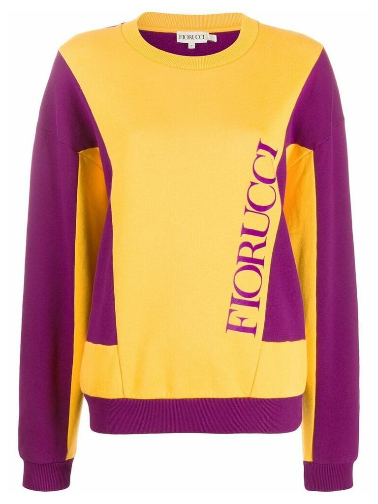 Fiorucci logo print colour-block sweatshirt - ORANGE