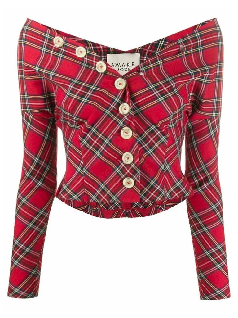 A.W.A.K.E. Mode buttoned tartan blouse - Red