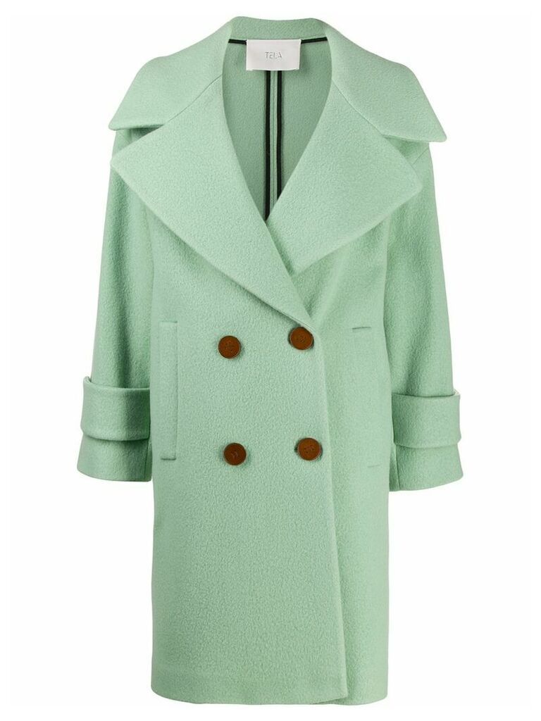 Tela double-breasted fitted coat - Green