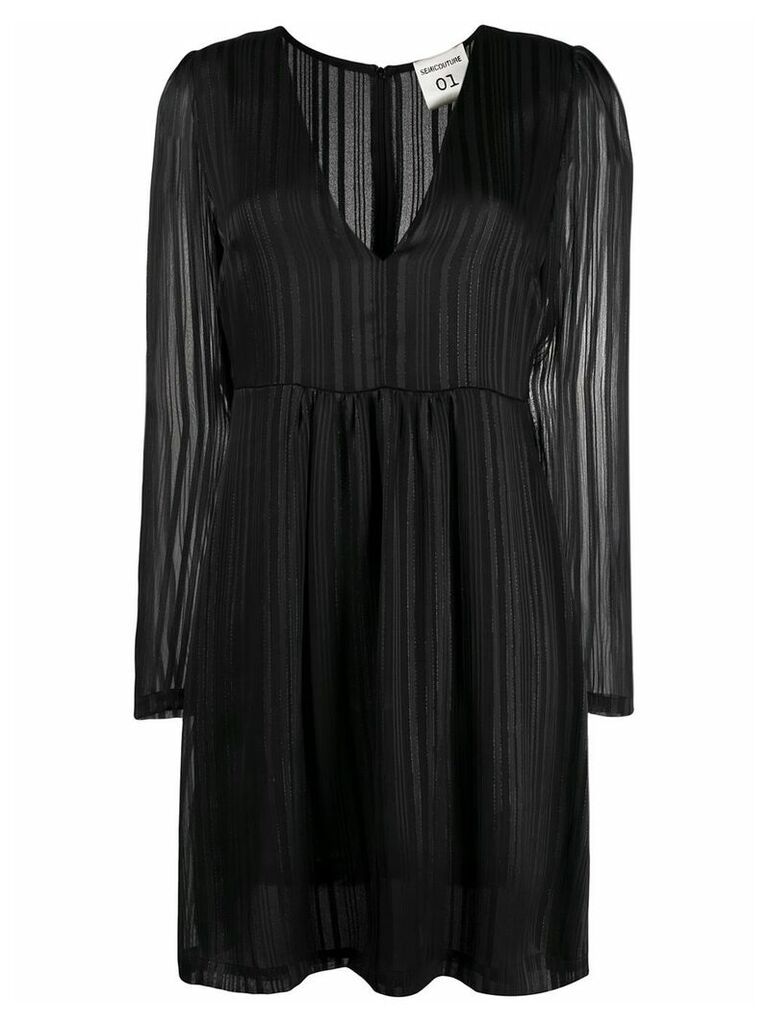 Semicouture striped long-sleeved dress - Black