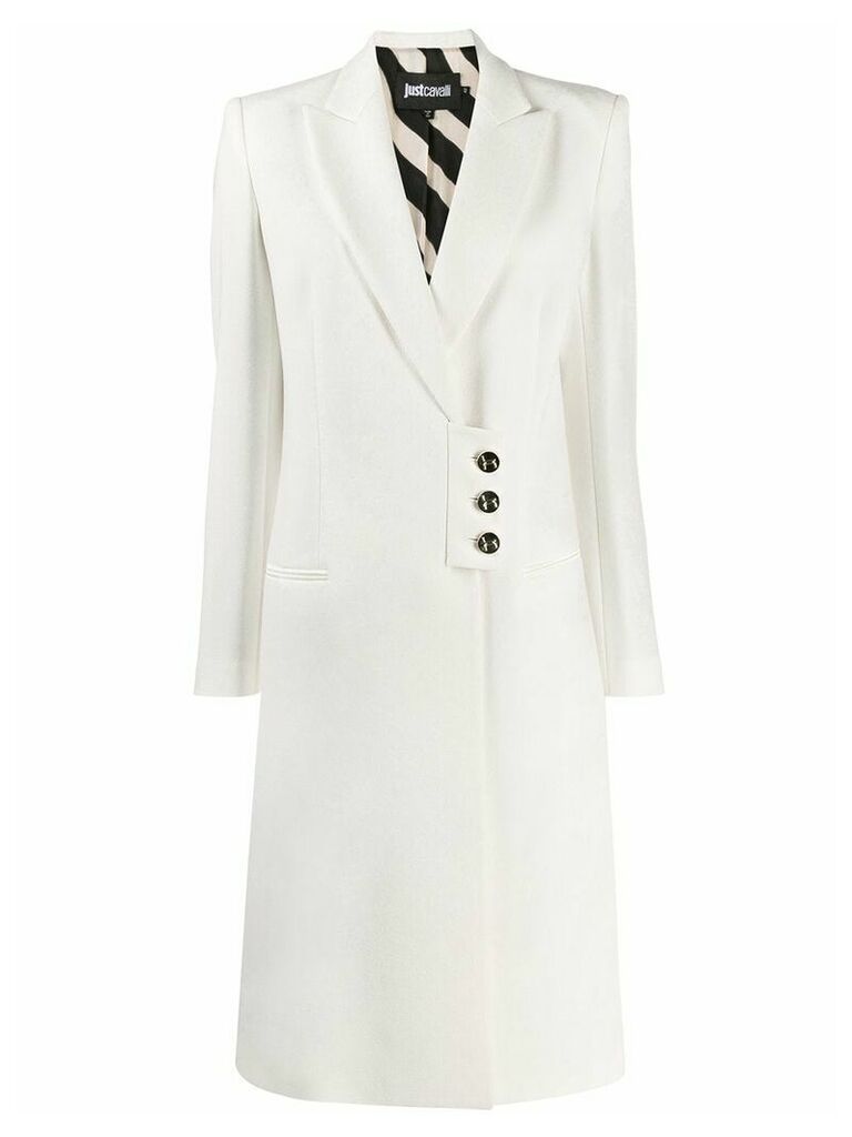 Just Cavalli A-line button coat - White