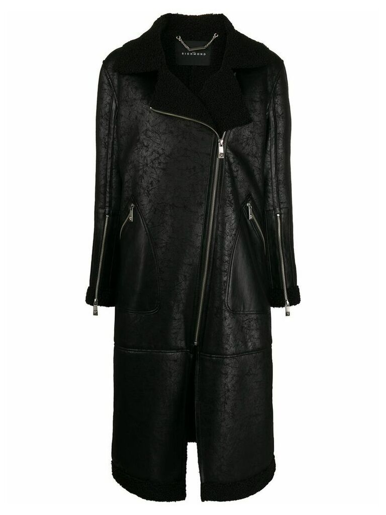 John Richmond straight fit zipped coat - Black