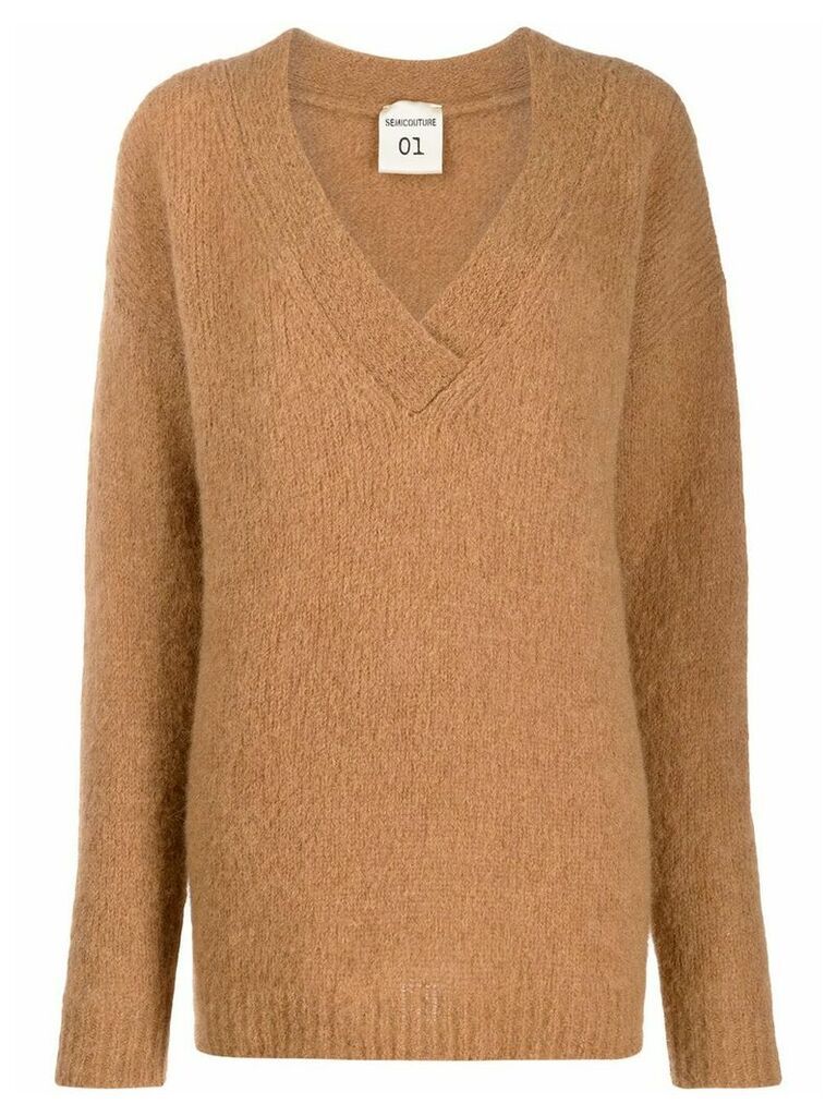 Semicouture v-neck knit sweater - Brown