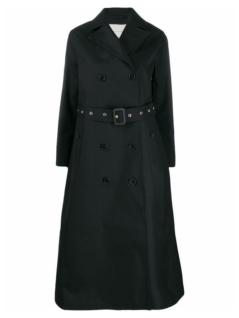 Mackintosh double breasted long trench coat - Black