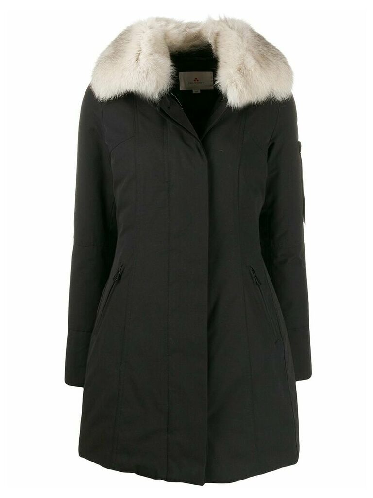 Peuterey contrasting collar padded coat - Black