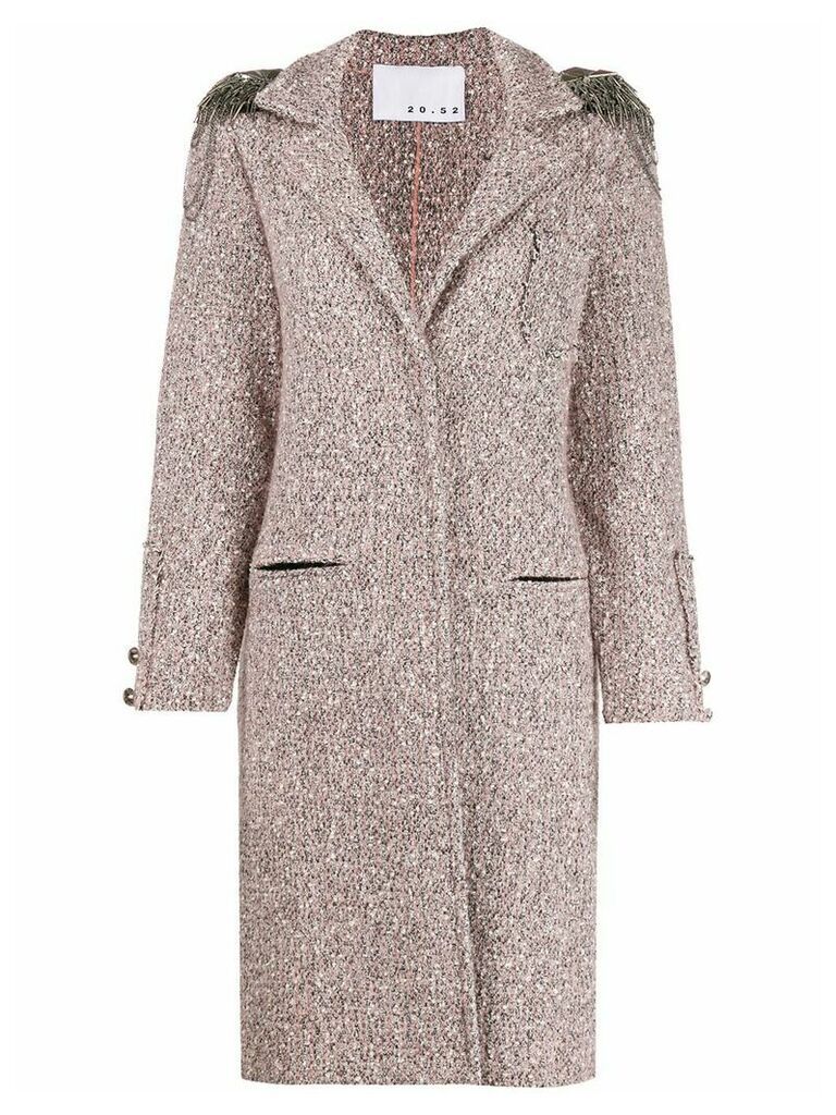 20:52 chain-trimmed hooded tweed coat - Pink