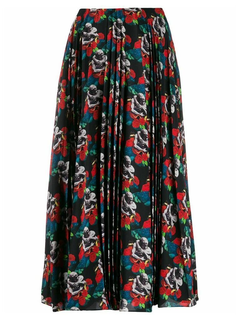 Valentino x Undercover lovers print pleated skirt - Black