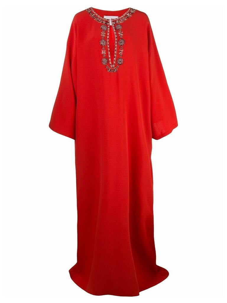 Carolina Herrera embellished neckline kaftan dress - Red