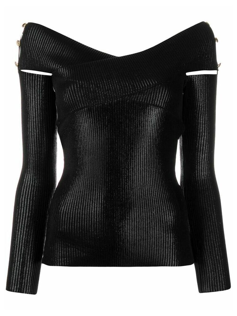 Versace Jeans Couture knitted bardot top - Black