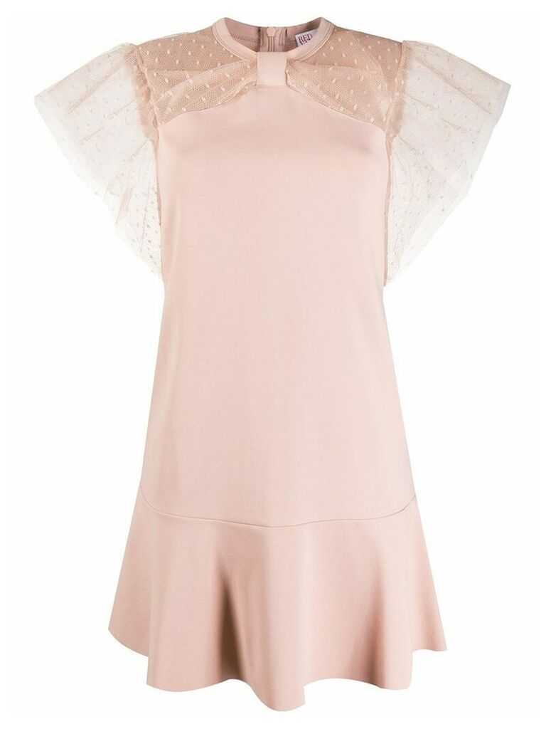 RedValentino point d'esprit embellished pleated dress - PINK