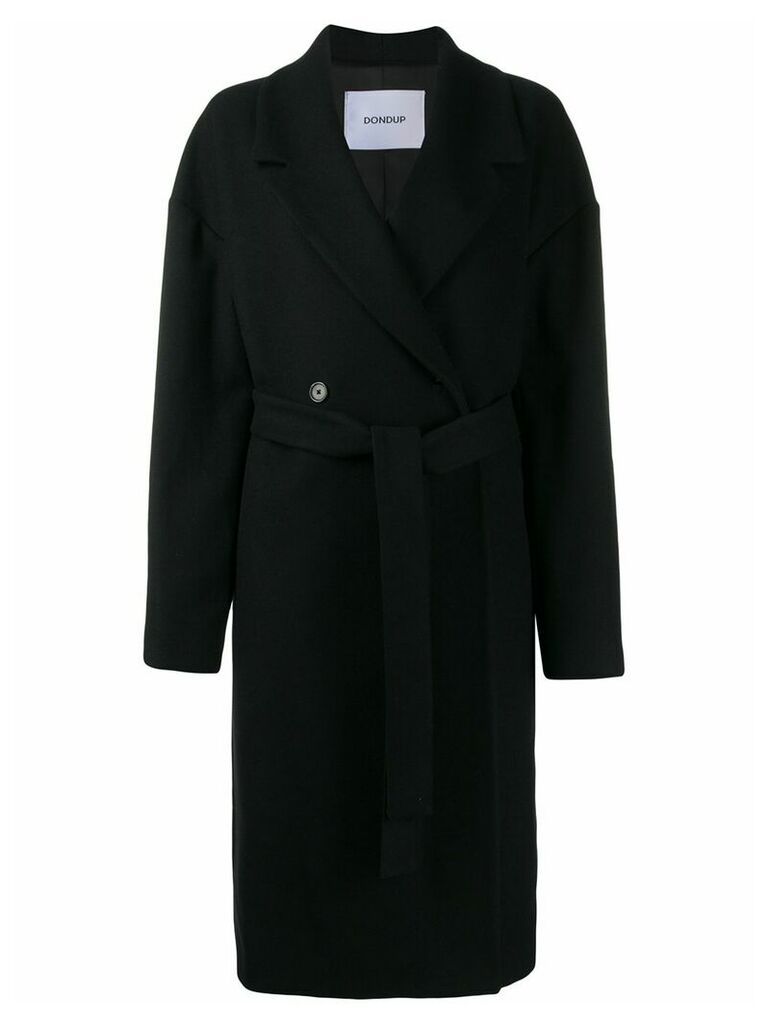 Dondup belted double-breasted coat - Black