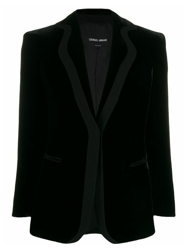 Giorgio Armani velvet single-breasted blazer - Black