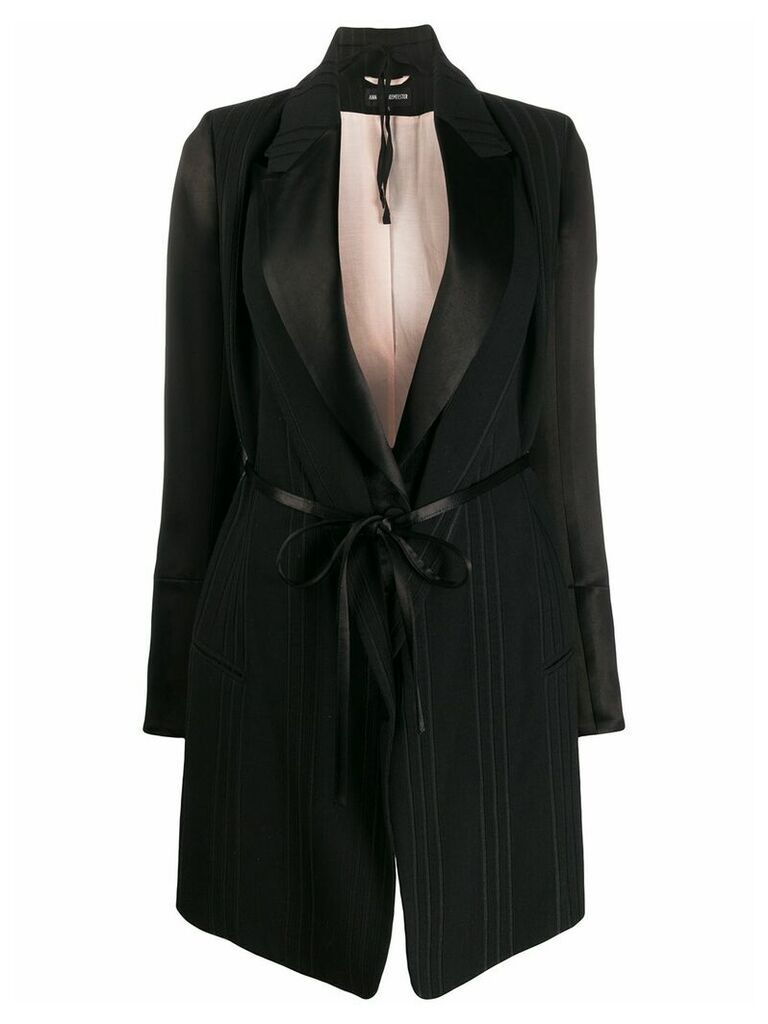 Ann Demeulemeester striped belted coat - Black