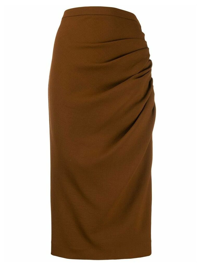 Rochas ruched mid-length skirt - Brown