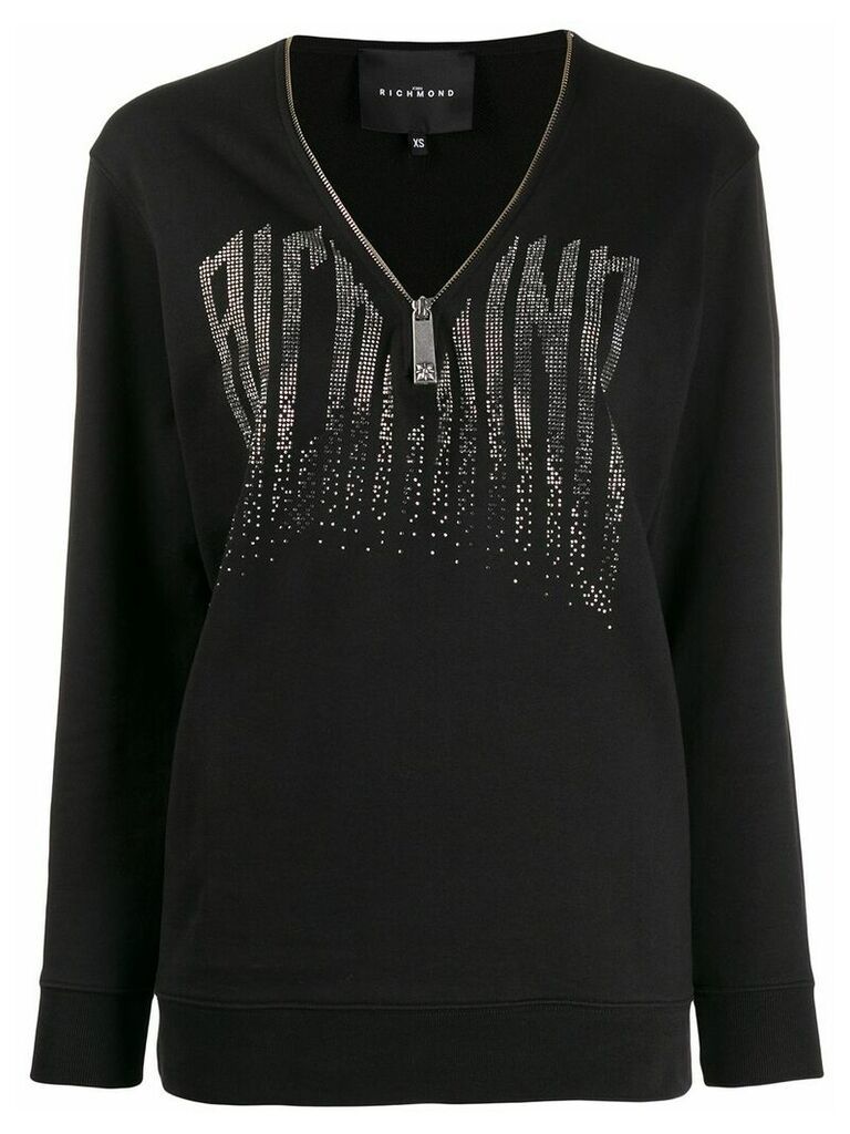 John Richmond V-neck zipped sweatshirt - Black