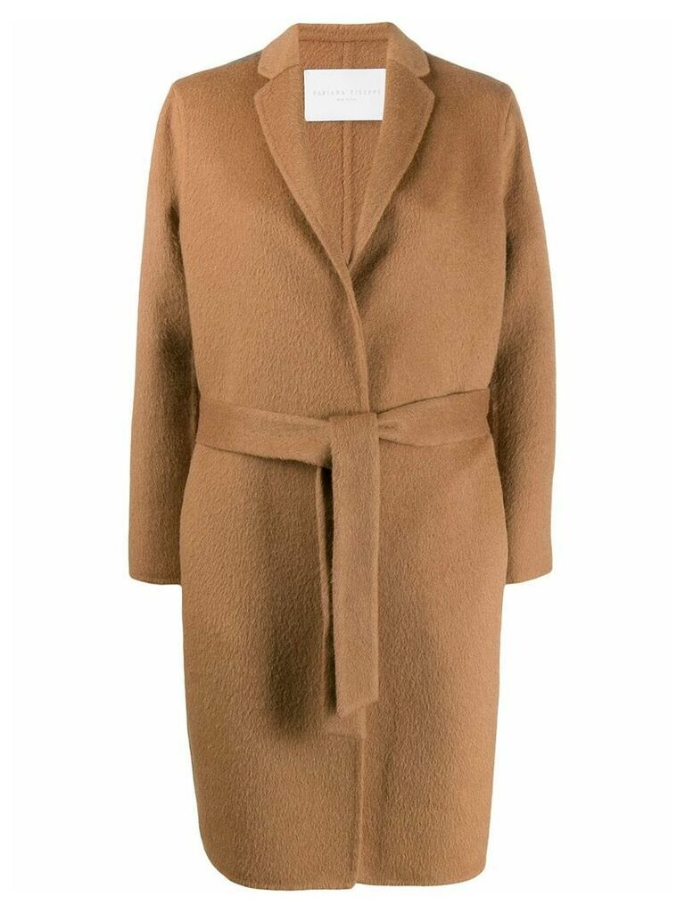 Fabiana Filippi belted fine knit coat - Brown