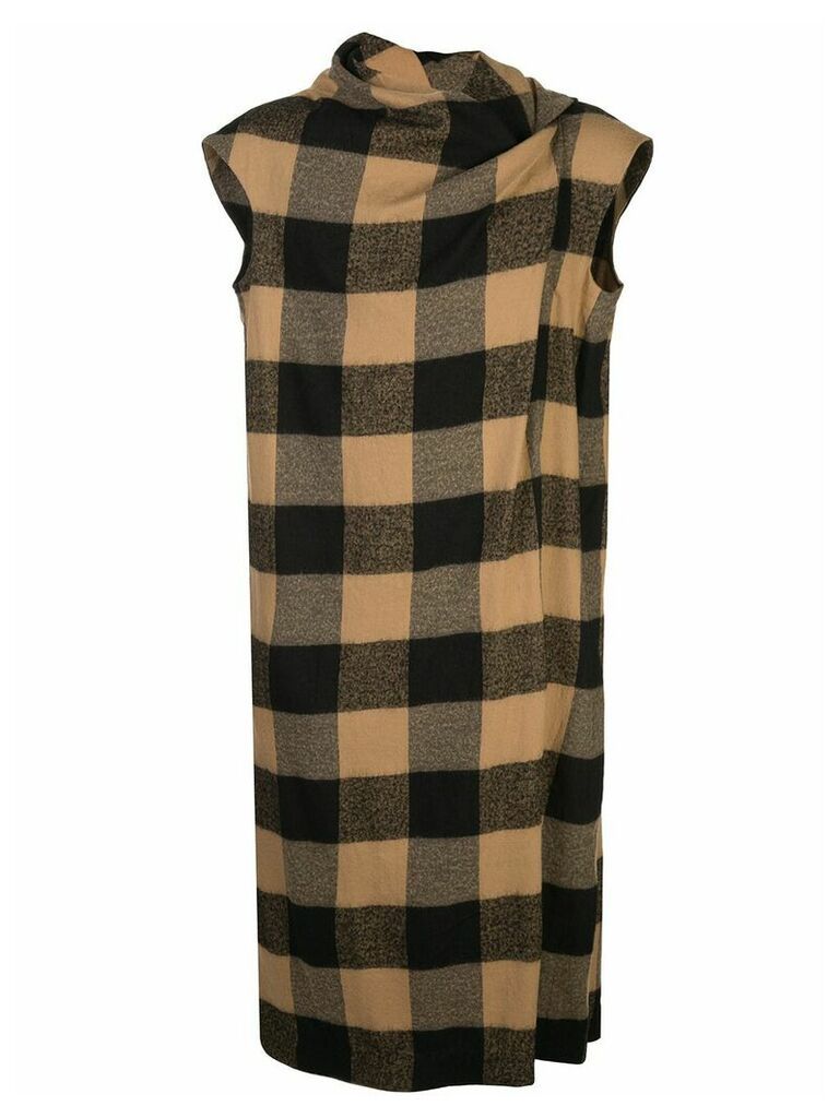 Bernhard Willhelm long checkered knit coat - Brown