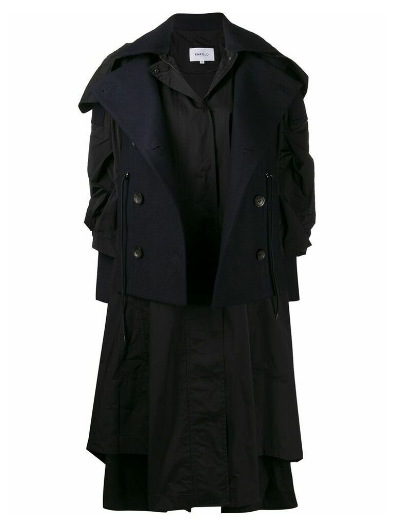 Enföld layered oversized coat - Black