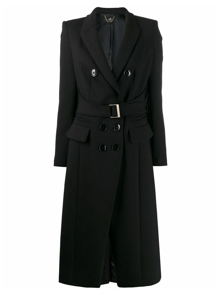 Elisabetta Franchi fitted belted coat - Black